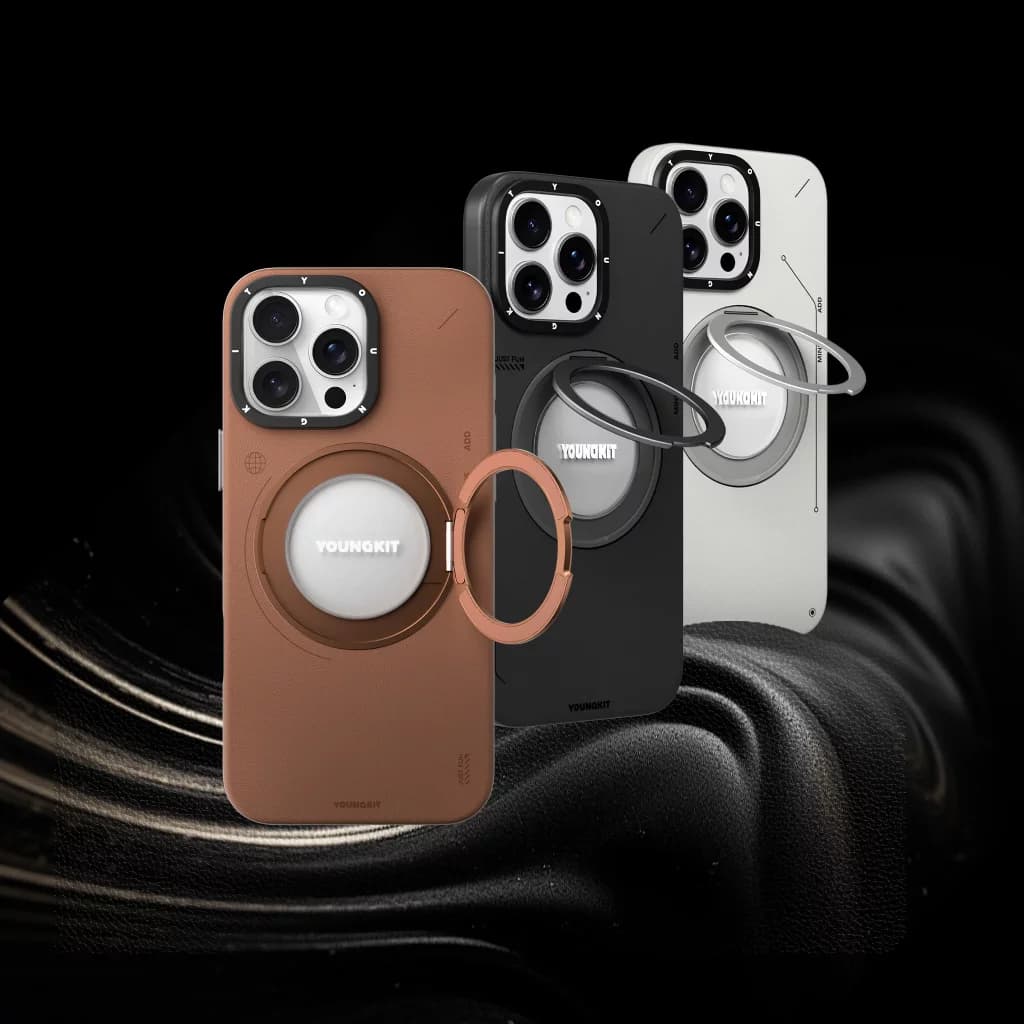 کاور YOUNGKIT مدل Leather 360 Rotation Ring Stand Case Magsafe مناسب برای iPhone 16 ProMax — تصویر ۶