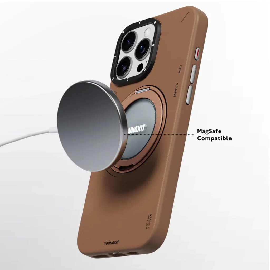 کاور YOUNGKIT مدل Leather 360 Rotation Ring Stand Case Magsafe مناسب برای iPhone 16 ProMax — تصویر ۳