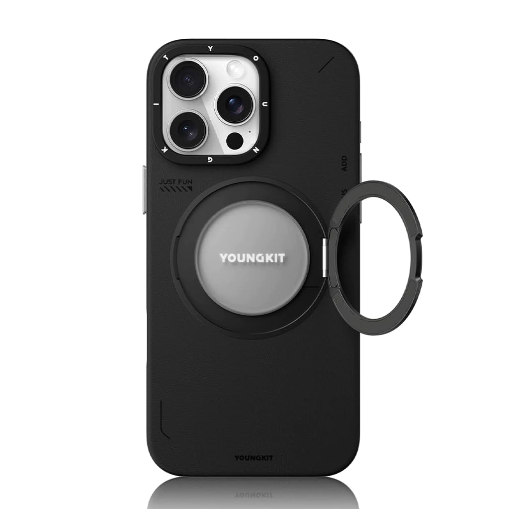 کاور YOUNGKIT مدل Leather 360 Rotation Ring Stand Case Magsafe مناسب برای iPhone 16 ProMax — تصویر ۲