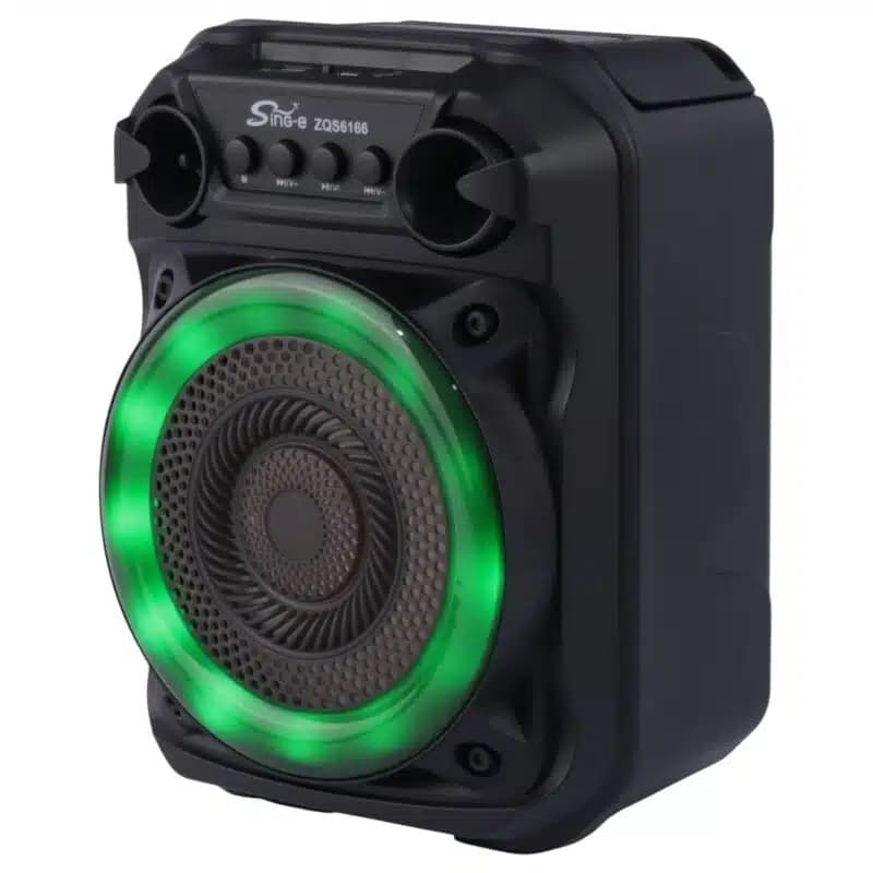 اسپیکر بلوتوثی قابل حمل + میکروفن برند SING-E مدل ZQS6166 — تصویر ۱۰