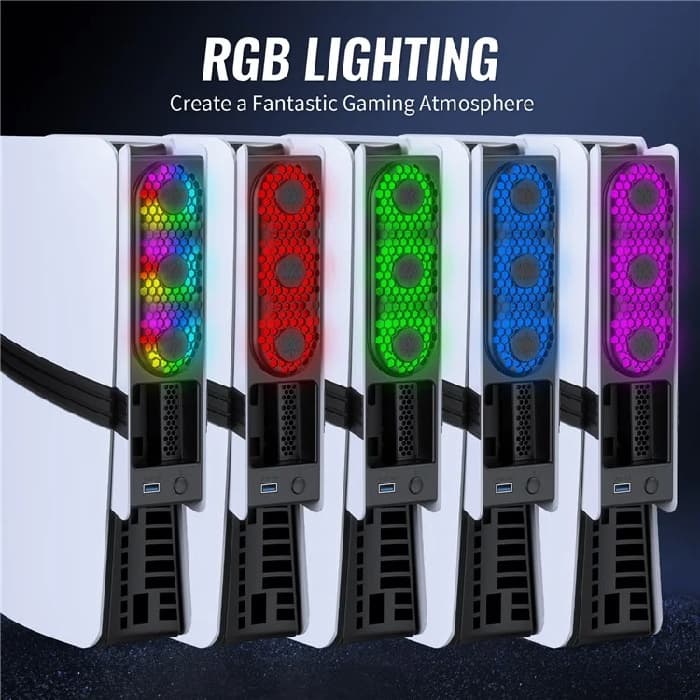 فن خنک‌ کننده برای پلی‌ استیشن 5 اسلیم و پرو مدل JYS RGB – رنگ خاکستری — تصویر ۴
