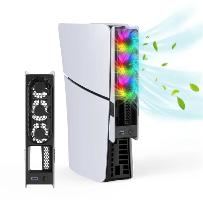 فن خنک‌ کننده برای پلی‌ استیشن 5 اسلیم و پرو مدل JYS RGB – رنگ خاکستری — تصویر ۶
