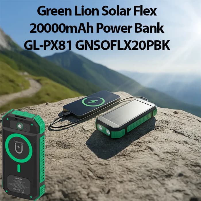 پاور بانک 20000 وایرلس خورشیدی گرین لاین Green Lion مدل GL-PX81 با چراغ قوه — تصویر ۶