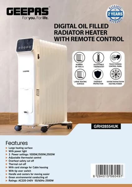 شوفاژ برقی جی پاس ۱۱ پره GRH28554UK | خرید شوفاژ روغنی Geepas — تصویر ۴