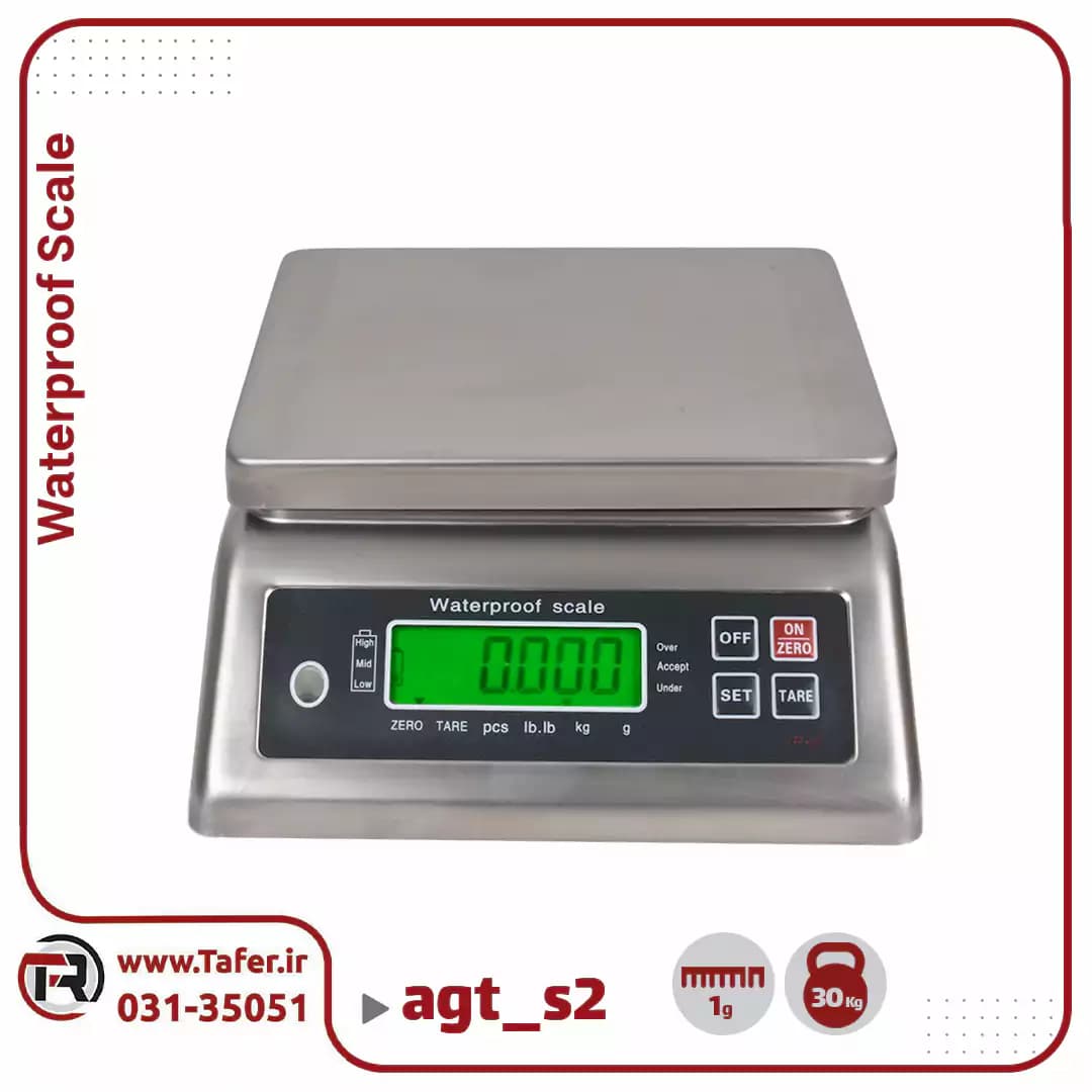 ترازوی صنعتی استیل ضد آب 30 کیلوگرم AGT-S2 — تصویر ۵