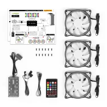 کیت فن کیس گرین مدل GFK120M-ARGB بسته 3 عددی — تصویر ۲