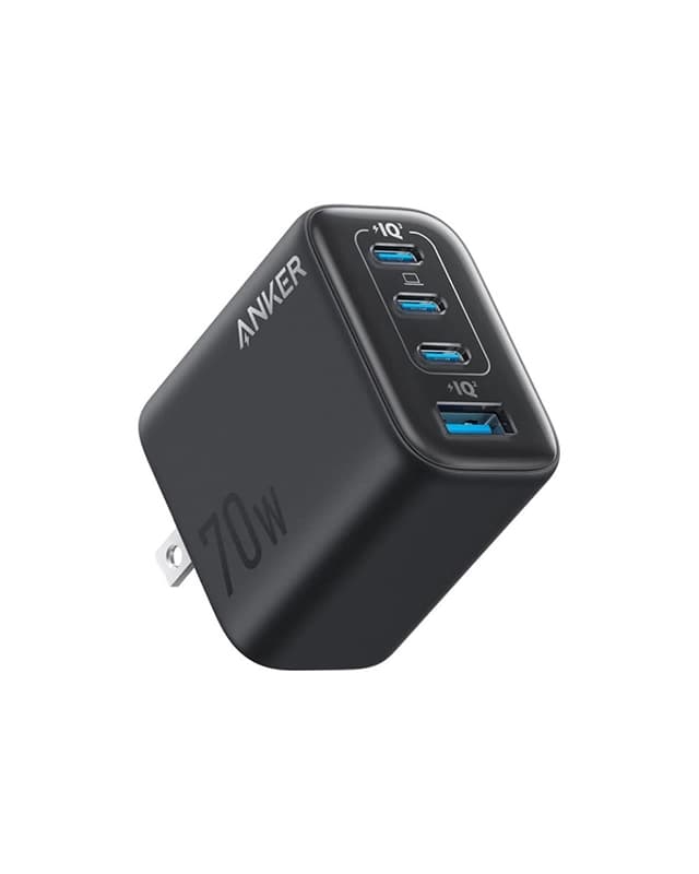 شارژر دیواری 70 وات انکر ANKER Zolo Charger 4-Port 70W A121C پلاگ دوپین تاشو — تصویر ۴