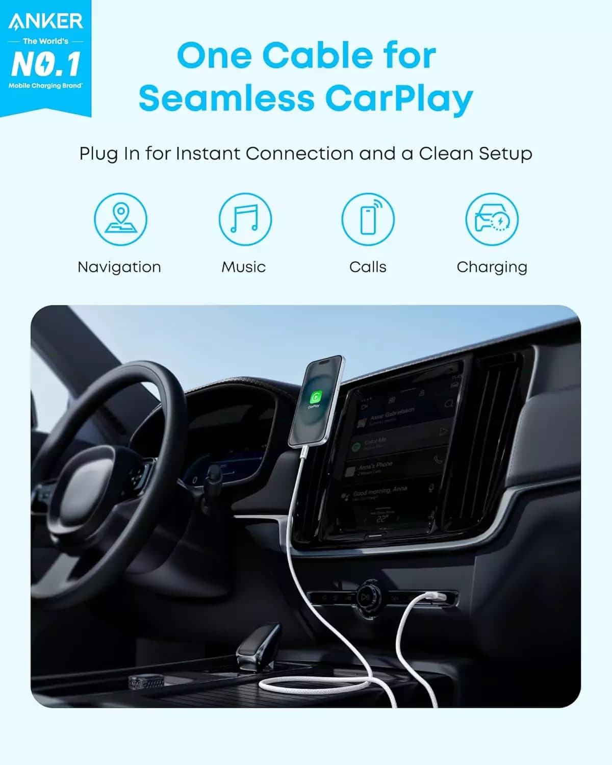 کابل 1 متر انکر USB A به USB C انکر Anker USB-A to USB-C 1m Cable A8052 — تصویر ۱۲