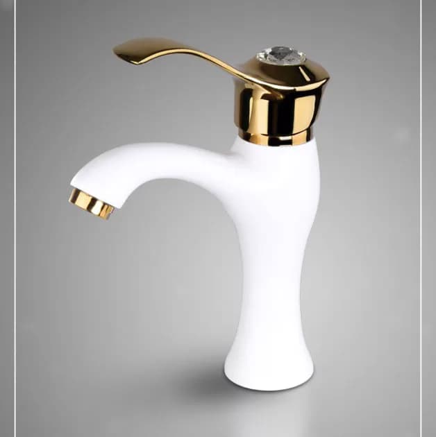 شیر روشویی شیذر مدل یاقوت سفید طلایی — تصویر ۲