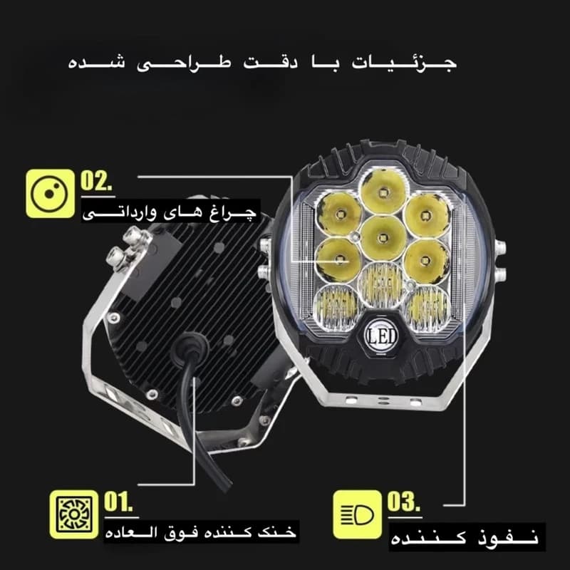 پروژکتور آفرودی خودرو مدل A80 بسته 2 عددی — تصویر ۵