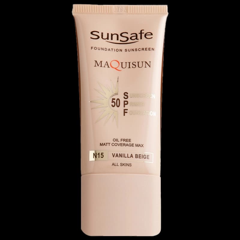 ضد آفتاب کرم پودری و پرایمری مکیسان با SPF50 بژ وانیلی سان سیف