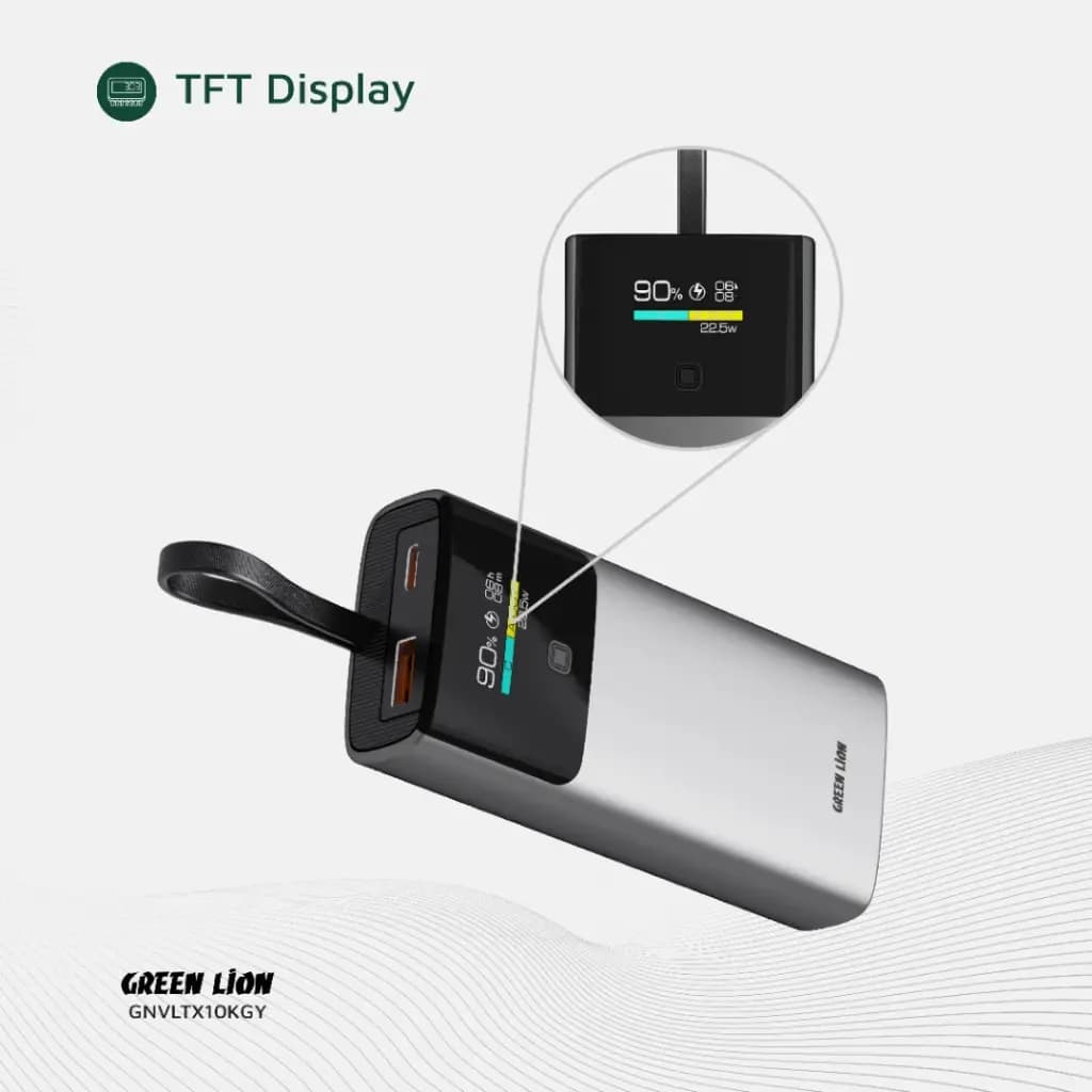 پاوربانک گرین لاین مدل Green Lion Voltix 10000mAh Power Bank PD20W – Grey — تصویر ۳
