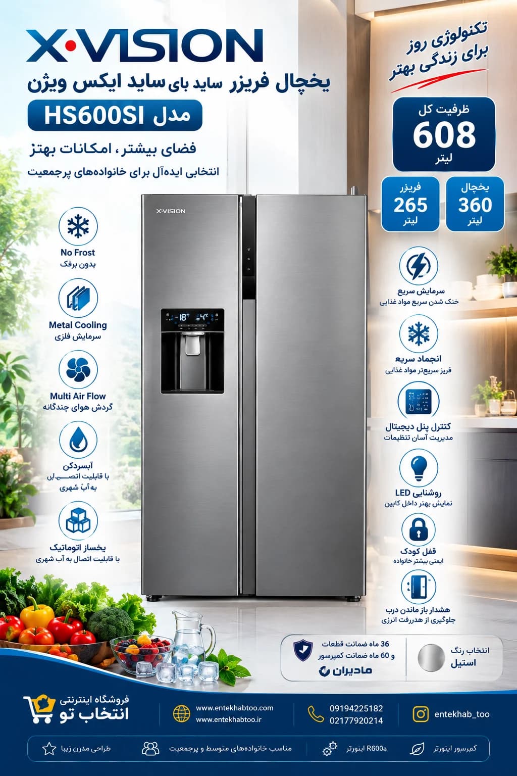 ساید بای ساید ایکس ویژن HS600SI — تصویر ۶