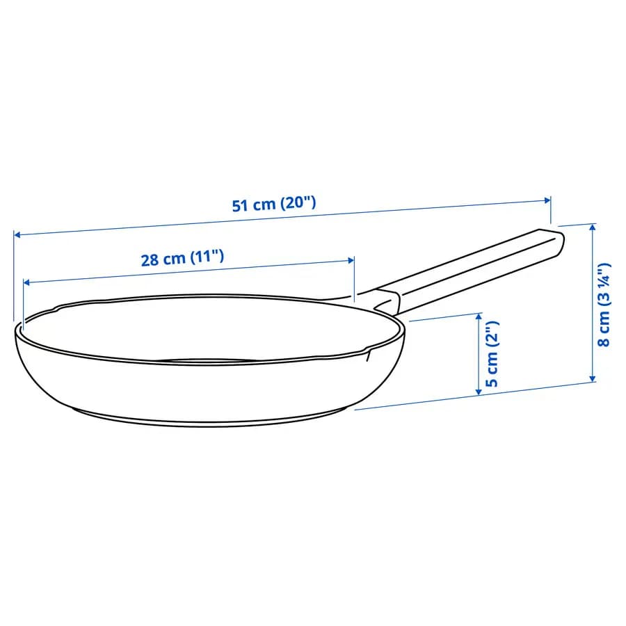 ماهیتابه، روکش نچسب/چوبی، خاکستری تیره-آبی، ۲۸ سانتی‌متر ایکیا مدل KLIPPFISK — تصویر ۷