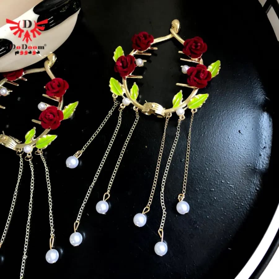 گیره گوجی‌ای گل قرمز اویزدار G216 — تصویر ۳