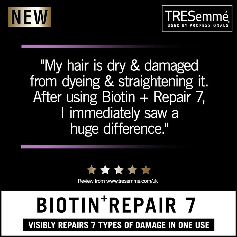 شامپو ترمیم کننده موهای آسیب دیده حاوی بیوتین ترزمی ترزمه TRESemme Shampoo Repair & Protect 7 with Biotin 700ml — تصویر ۱۱