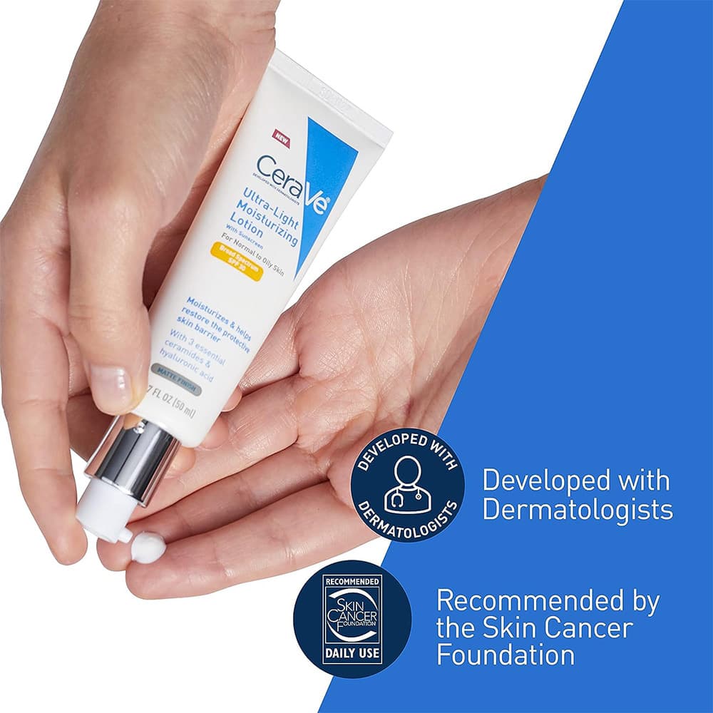 لوسیون مرطوب کننده و ضد آفتاب سراوی CeraVe Ultra-Light Moisturiser Lotion with Sunscreen SPF30 50ml — تصویر ۵