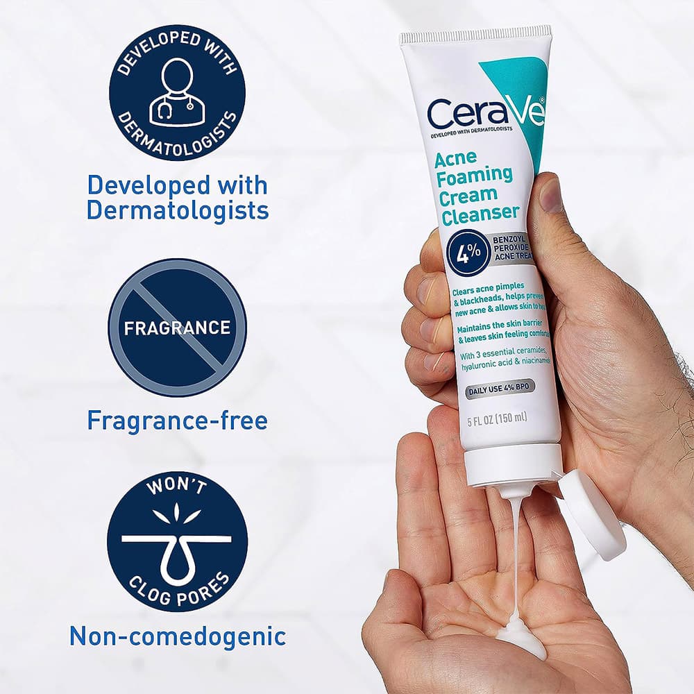 فوم شستشوی صورت ضد جوش و آکنه سراوی CeraVe Acne Foaming Cream Cleanser 150ml — تصویر ۷