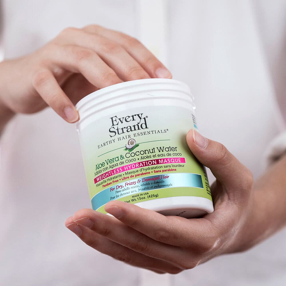 ماسک مو آبرسان آلوئه ورا و آب نارگیل بدون سولفات اوری استرند Every Strand Aloe Vera & Coconut Water Weightless Hydration Masque 425g — تصویر ۱۱