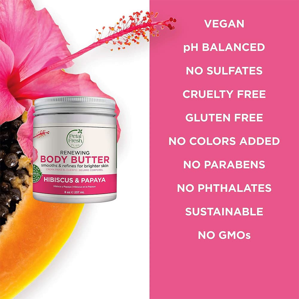 کره بدن پتال فرش با رایحه پاپایا و گل ختمی Petal Fresh Renewing Body Butter Hibiscus Papaya 237ml — تصویر ۳