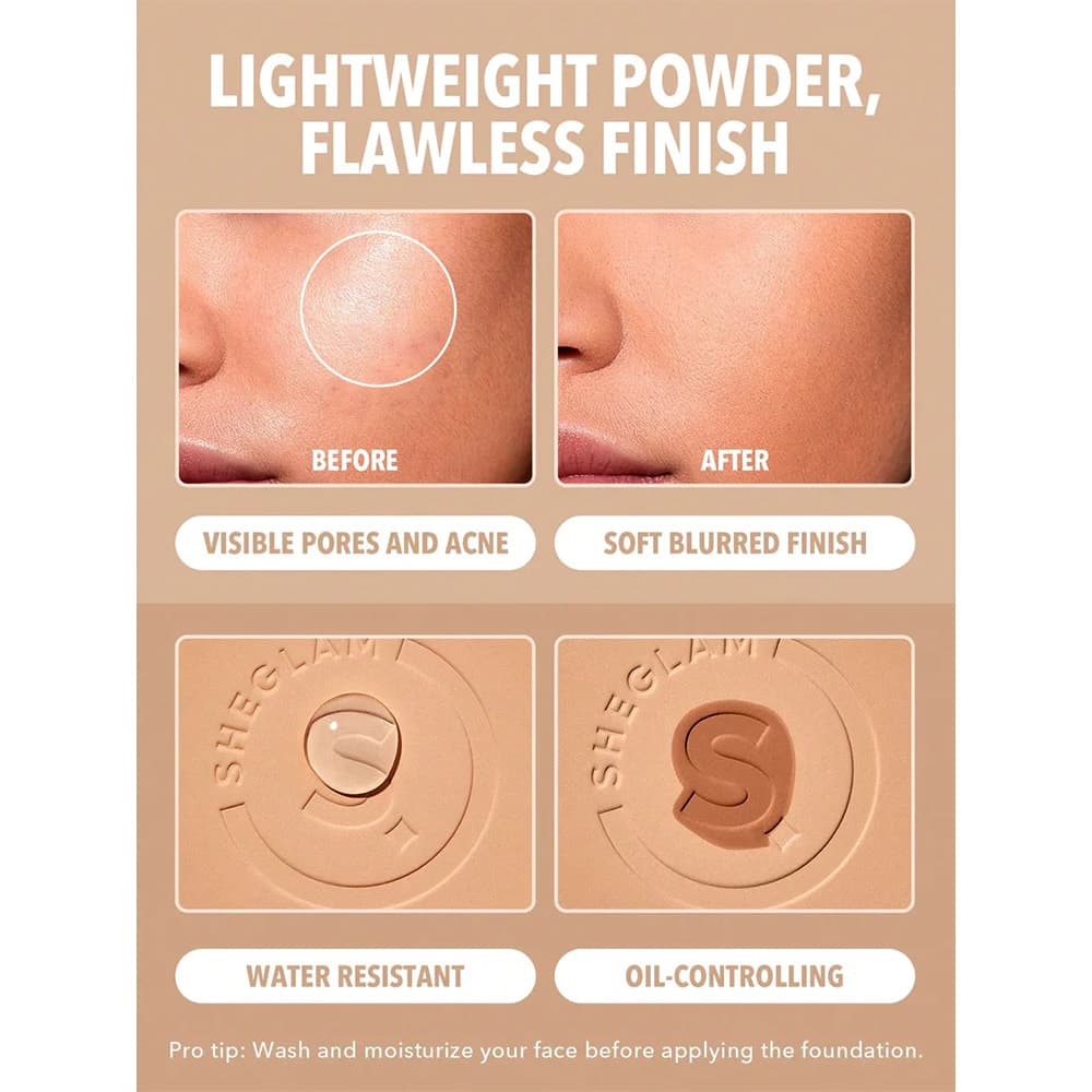 پنکک مات فول کاور شیگلم مدل SKIN-FOCUS HIGH COVERAGE POWDER FOUNDATION — تصویر ۳