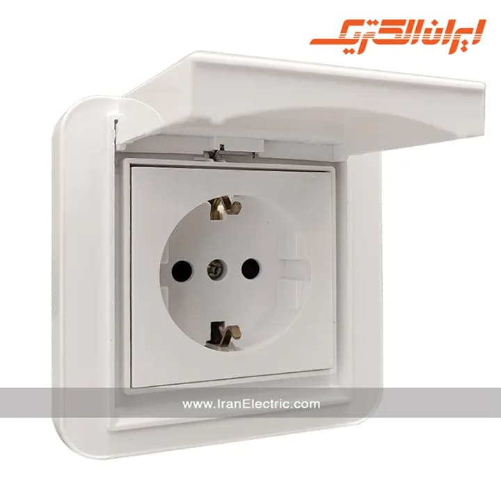 پریز برق ارت درب دار IP44 مدل ارس سفید
