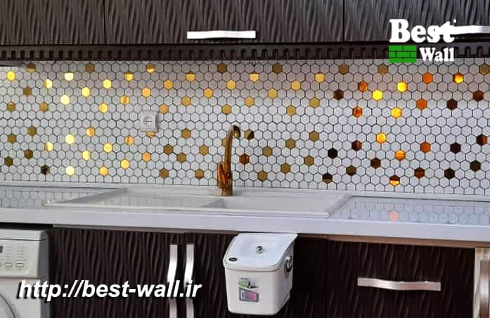 بین کابینتی هگزان سفید دکور طلایی 563 — تصویر ۱۱