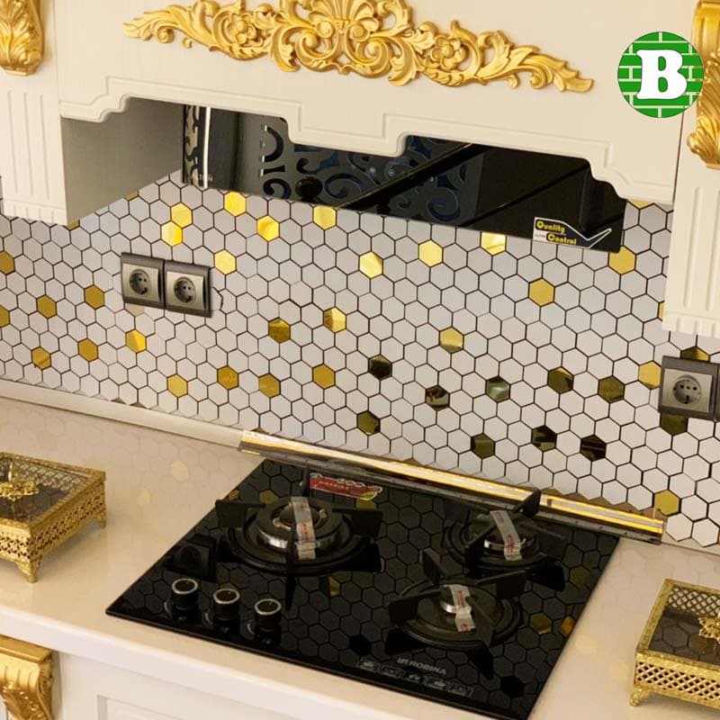 بین کابینتی هگزان سفید دکور طلایی 563 — تصویر ۶