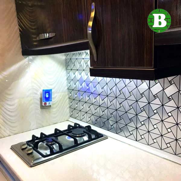 بین کابینتی مثلثی نگین دار نقره ای وارداتی — تصویر ۵