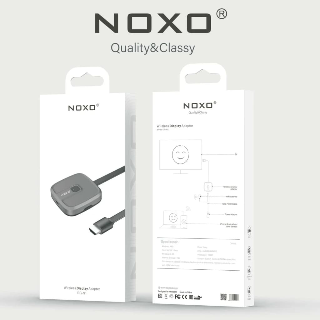 دانگل انتقال تصویر بی‌سیم نوکسو مدل DG‑N1 | نمایشگر وایرلس 1080P با آنتن خارجی — تصویر ۴