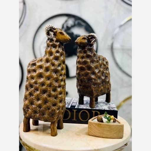مجسمه قوچ طرح چوب 2 عددی — تصویر ۲