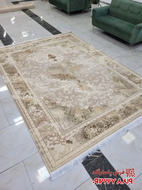 فرش 1500 شانه کرم نسکافه ای افشان مدل 7666