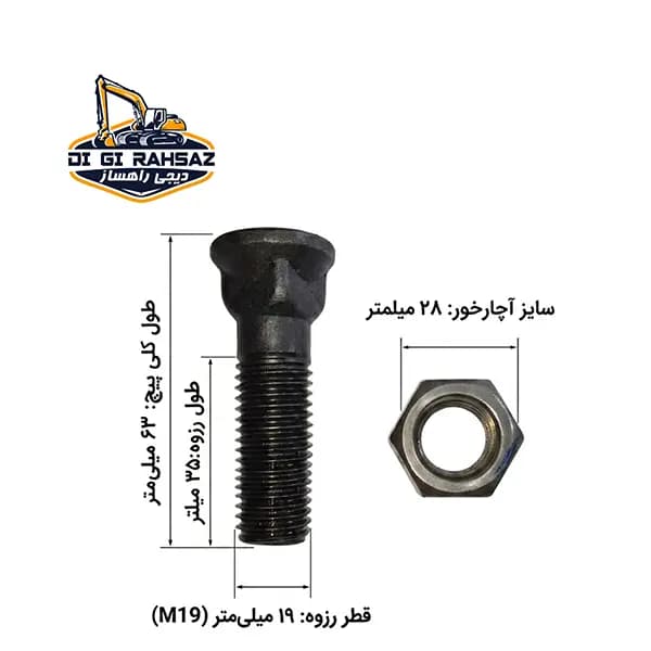 پیچ و مهره تیغه بلدوزر کوماتسو D65 /D85 و گریدر کوماتسو 705A4 ، کاترپیلار 16G درجه 1