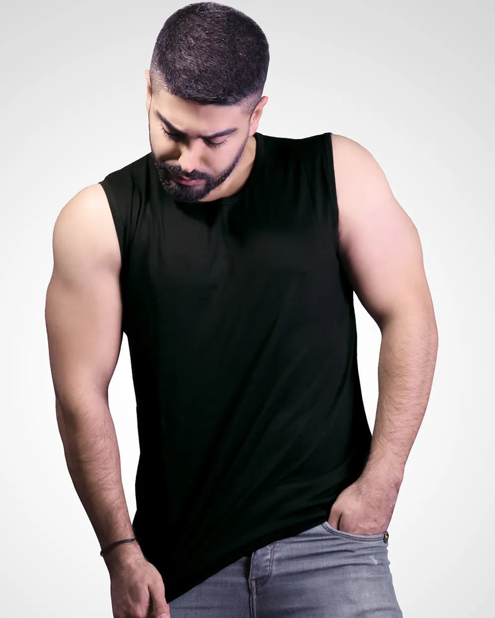 زیرپوش مردانه آستین حلقه ای سفید و مشکی — تصویر ۲