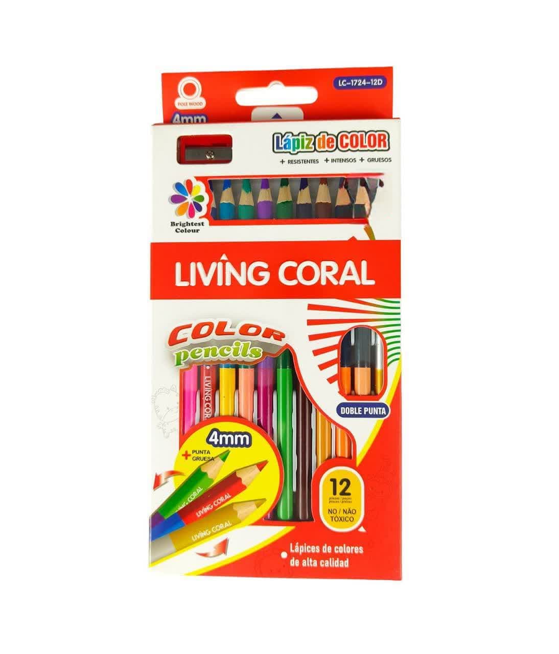 مداد رنگی 12 رنگ LIVING CORAL + تراش — تصویر ۳