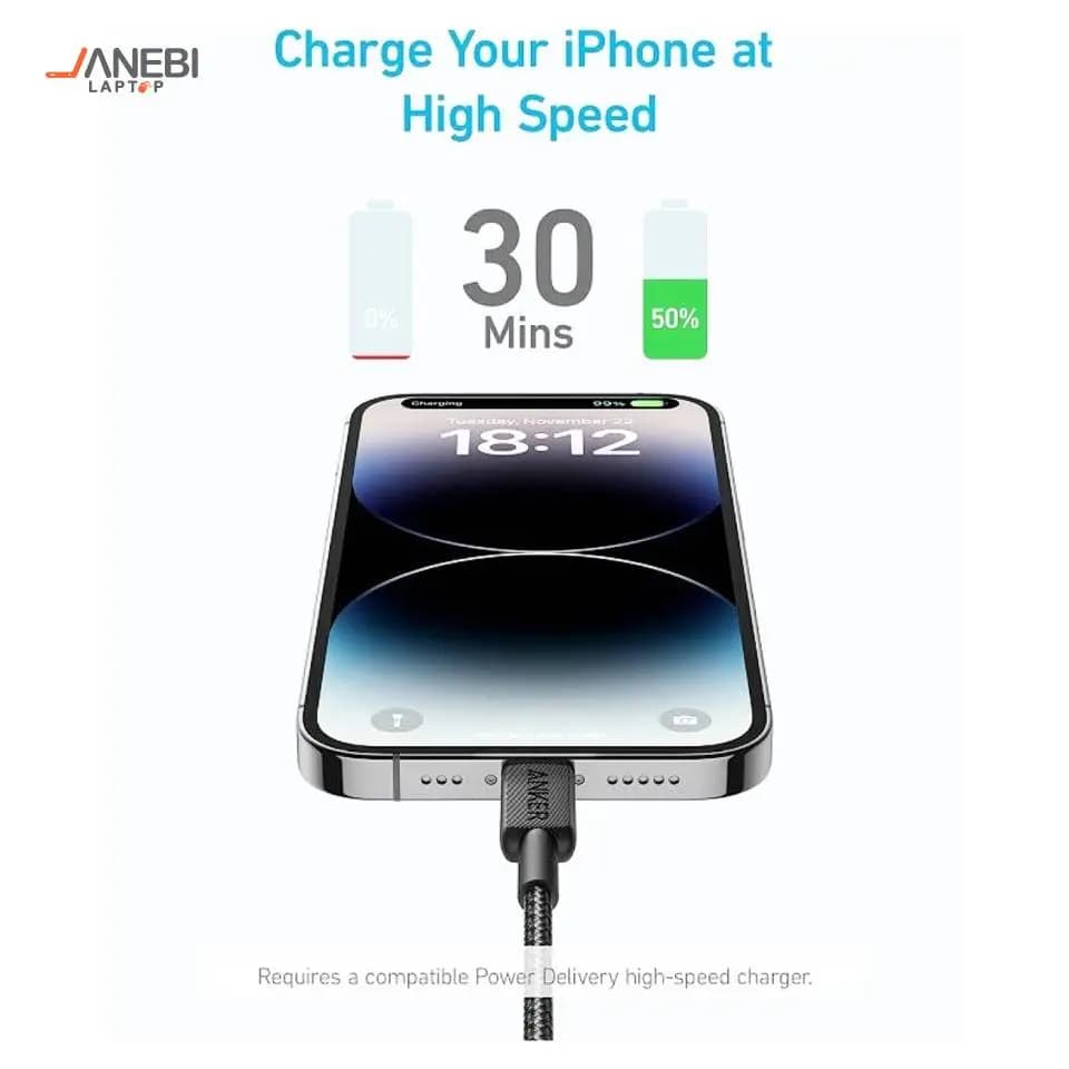 کابل شارژ USB-C به لایتنینگ انکر مدل A81B7 — تصویر ۳