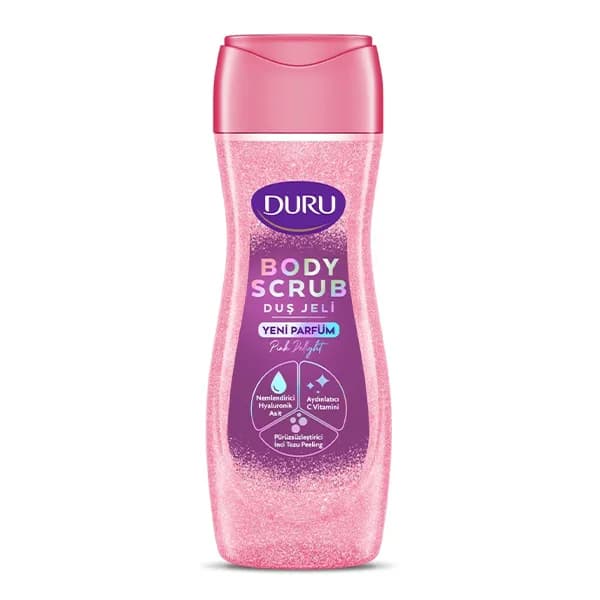شامپو بدن اسکراب دار دورو صورتی مدل Pink Delight حجم 450 میل – حاوی هیالورونیک اسید و ویتامین C