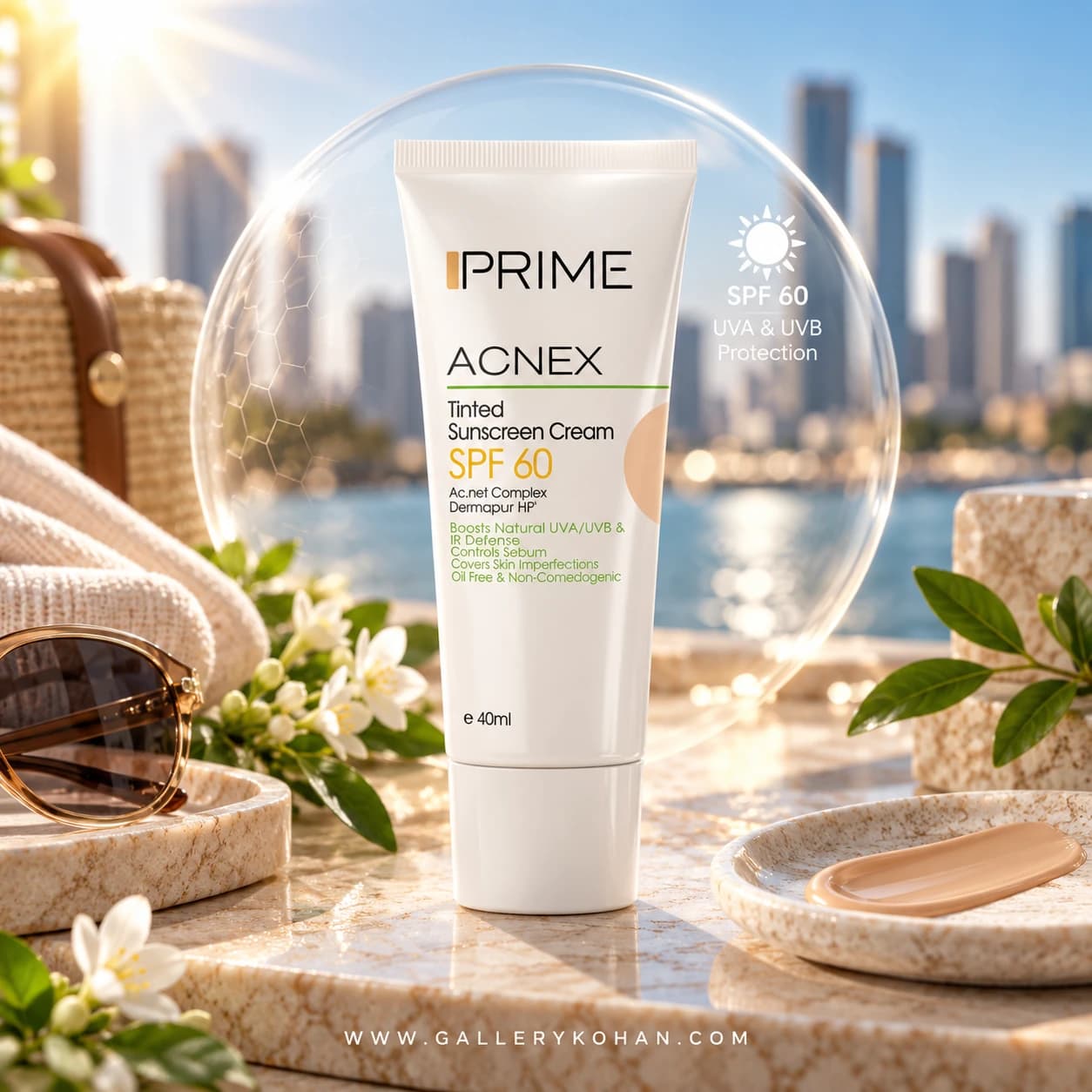 کرم ضد آفتاب رنگی بژ روشن پریم spf60 — تصویر ۸