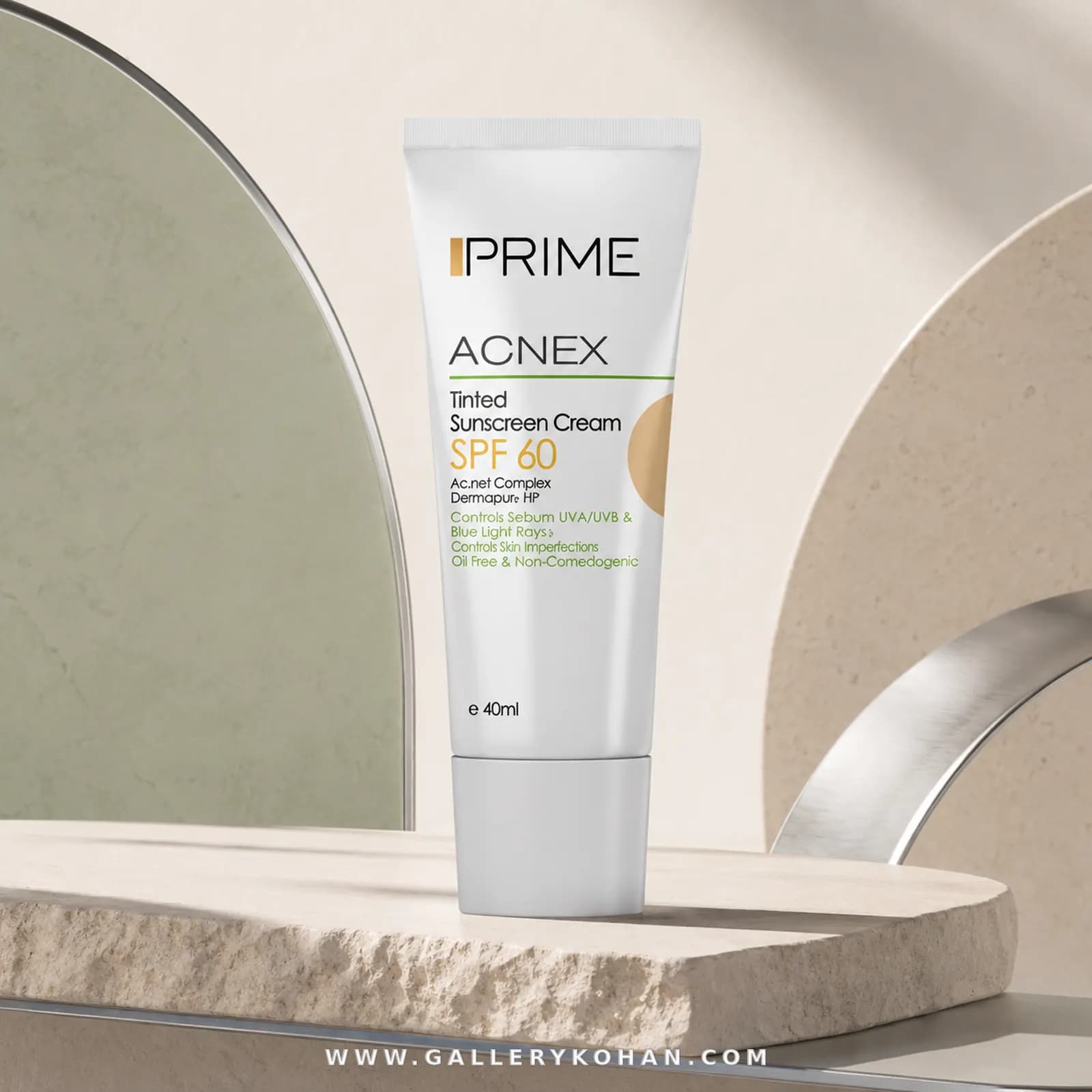کرم ضد آفتاب رنگی بژ روشن پریم spf60 — تصویر ۳