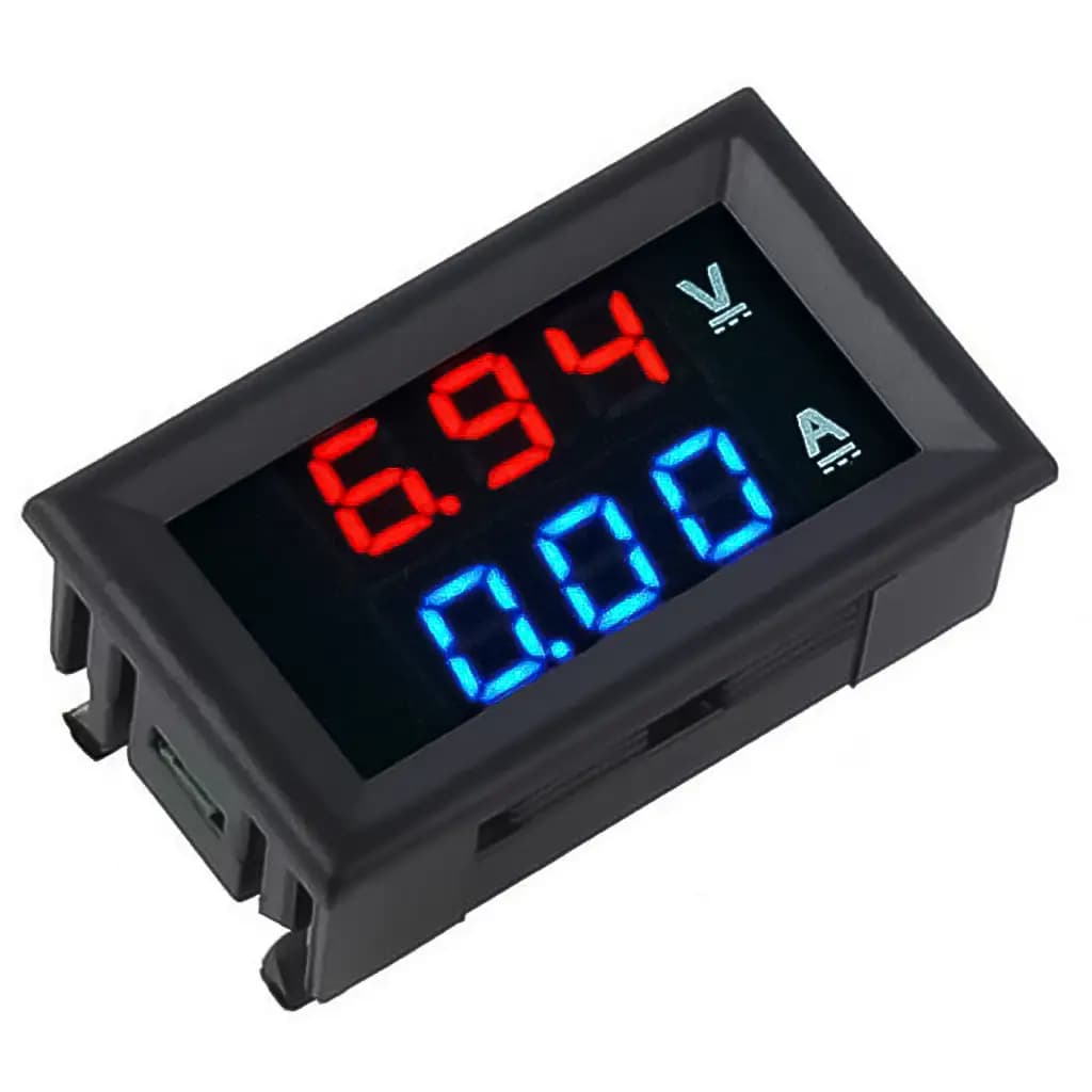 ماژول ولت متر و آمپرمتر پنلی (روپنلی) 100V-10A آبی و قرمز مدل DSN-VC-288 — تصویر ۵