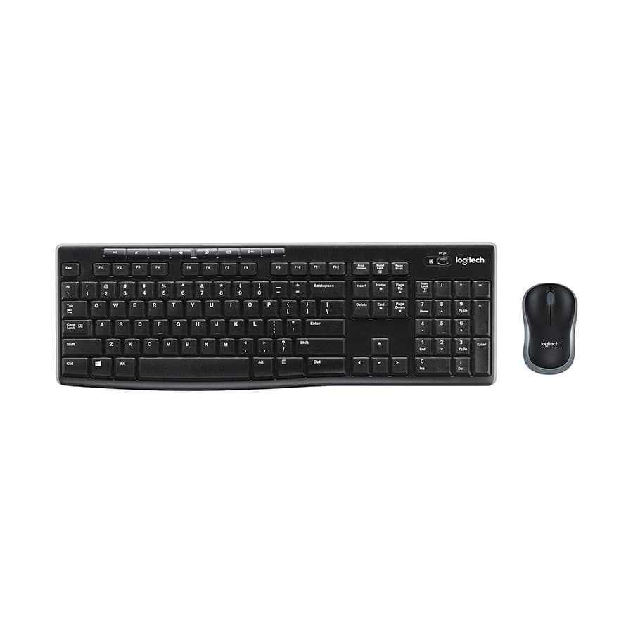 کیبورد و ماوس بی‌سیم لاجیتک Logitech MK270 با اتصال 2.4 گیگاهرتز، برد 10 متر، عمر باتری 24 ماه، 104 کلید، ماوس اپتیکال با دقت 800-1600 DPI و پایه‌های قابل تنظیم — تصویر ۲