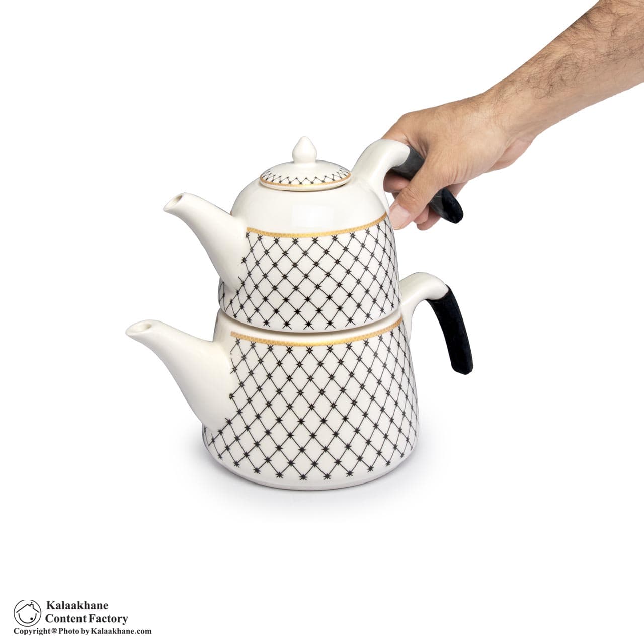 کتری قوری چینی C&S مدل لوزی مشکی گنجایش ۲.۴۵ لیتر — تصویر ۱۱