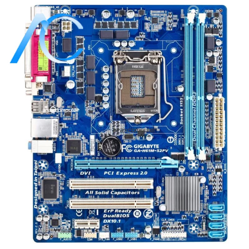 مادربرد دسته دوم گیگابایت مدل MAINBOARD USED GIGABYTE GA-H61M-S2PV — تصویر ۲
