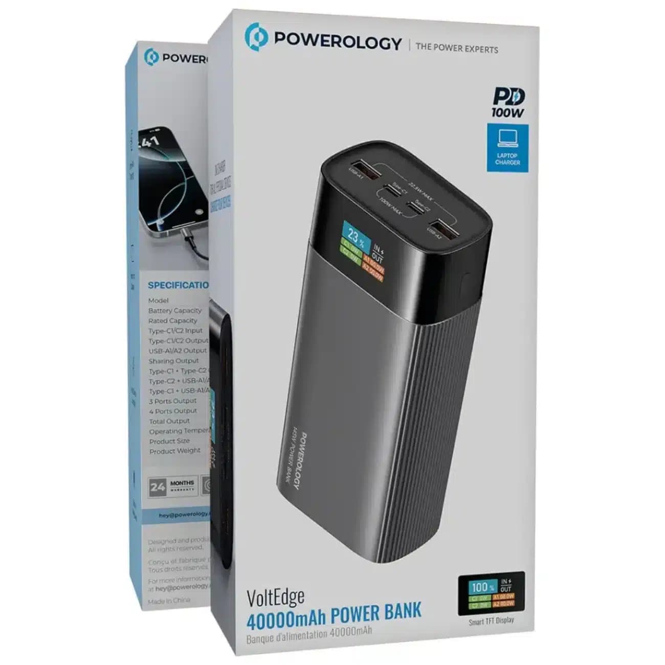 پاوربانک پاورولوژی Powerology مدل PPBCHA87GY ظرفیت 40000mAh — تصویر ۷