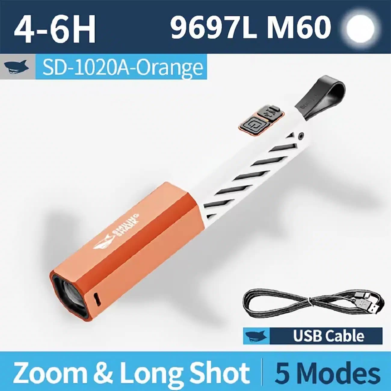 چراغ قوه شارژی اسمایلینگ شارک Smiling Shark مدل SD1020 پنج حالته — تصویر ۱۰