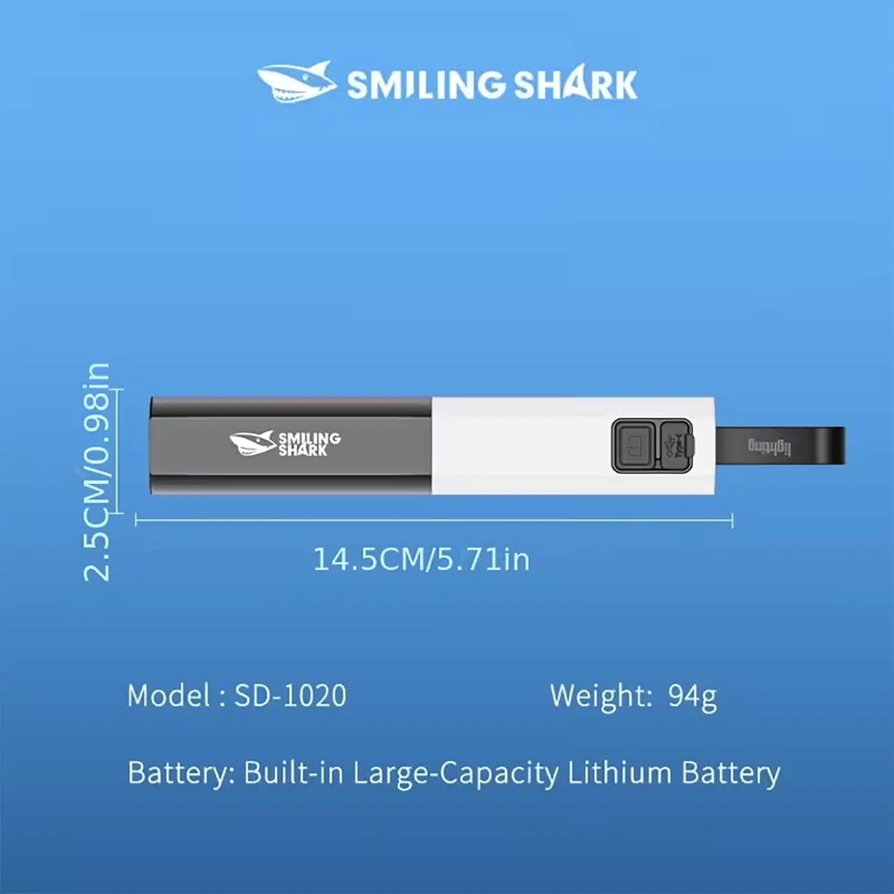 چراغ قوه شارژی اسمایلینگ شارک Smiling Shark مدل SD1020 پنج حالته — تصویر ۶