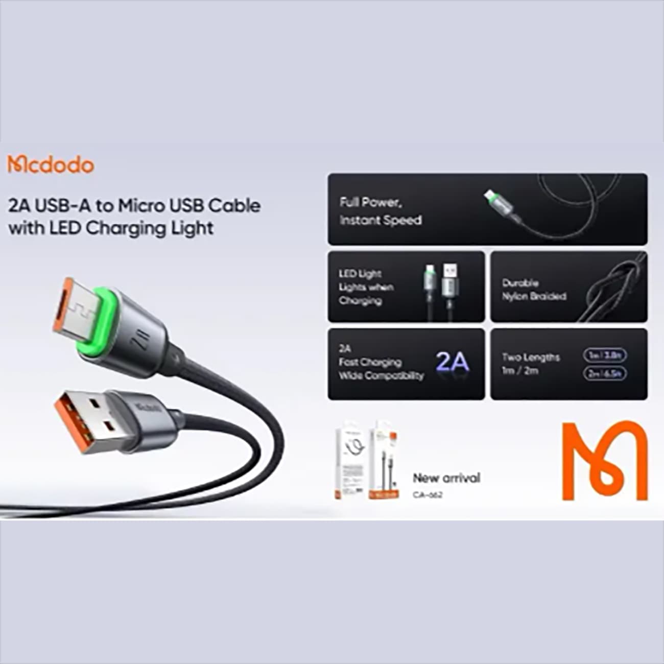 کابل میکرو یو اس بی مک دودو Mcdodo مدل CA-6620 طول 1m جریان 2A — تصویر ۵