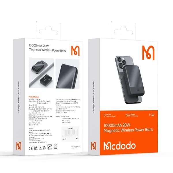پاوربانک 10000 میلی‌آمپرساعت وایرلس مگنتی مک دودو مدل Mcdodo MC-426 Power Bank — تصویر ۹