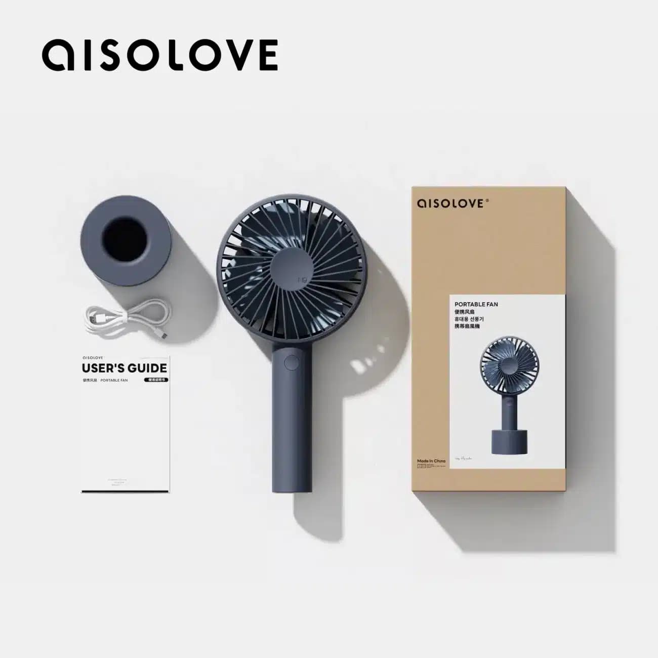 پنکه شارژی آی سولاو AISOLOVE مدل N9 ظرفیت 2000mAh با پایه رومیزی — تصویر ۱۲