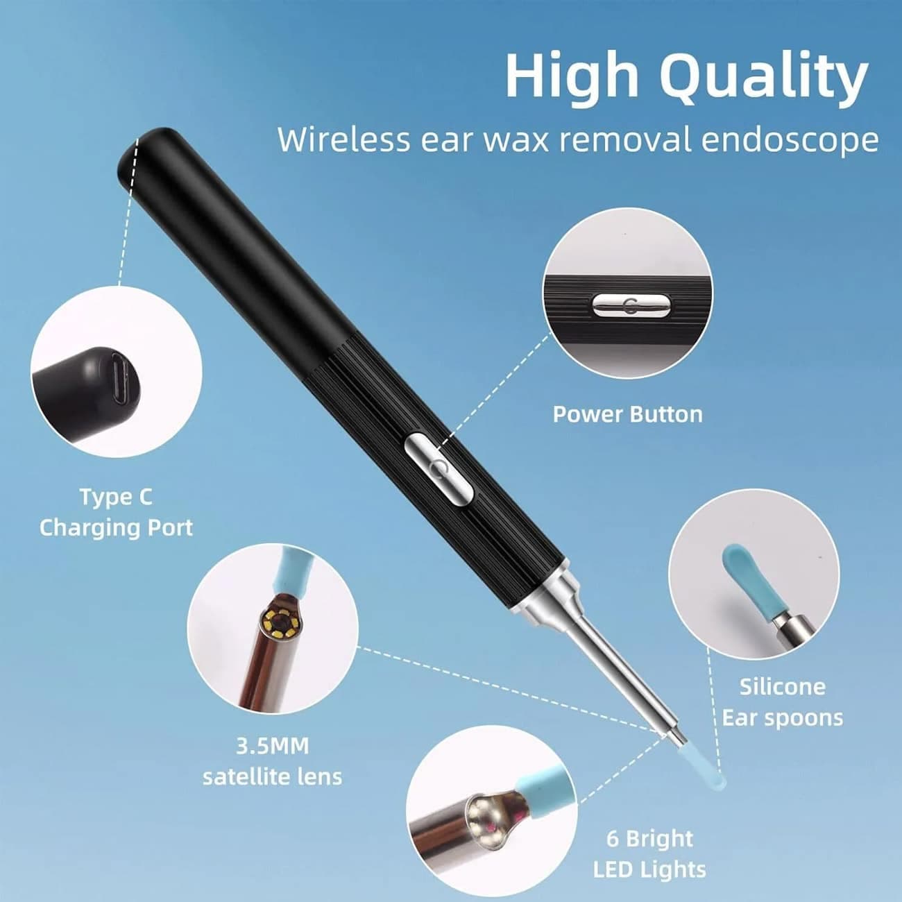 دستگاه آندوسکوپی و پاک کننده داخل گوش EARWAX REMOVAL دوربین دار — تصویر ۳